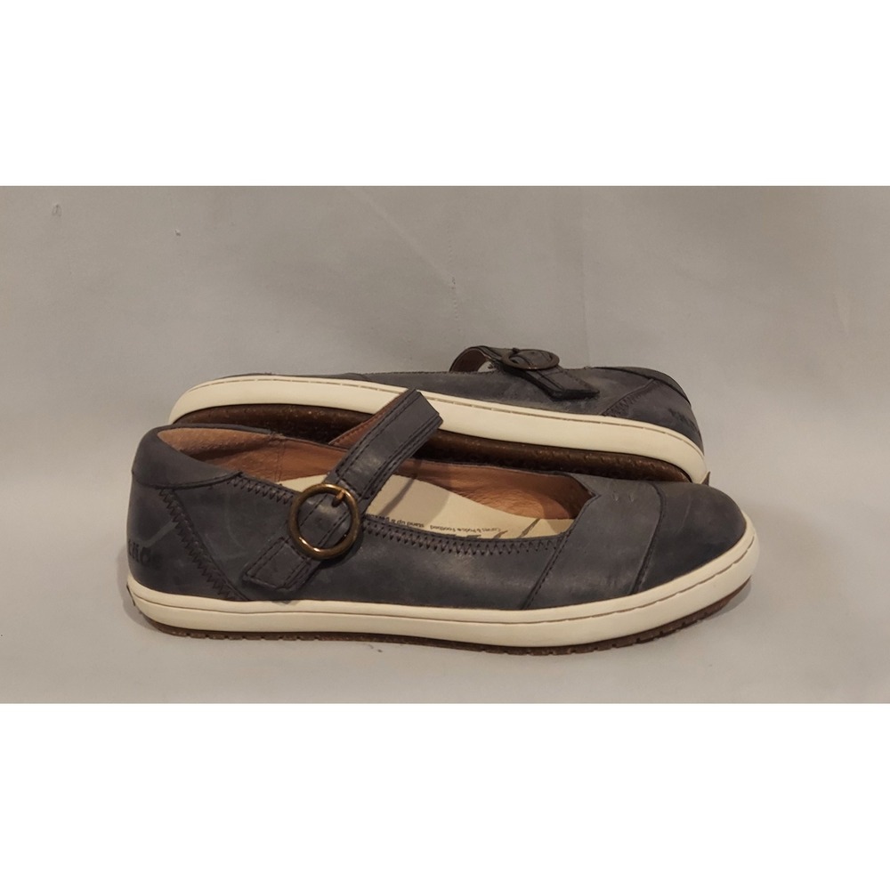 Taos Womens Steel Blue-Gray Forward Mary Jane Slip-On Leather Flats Size 8.5
